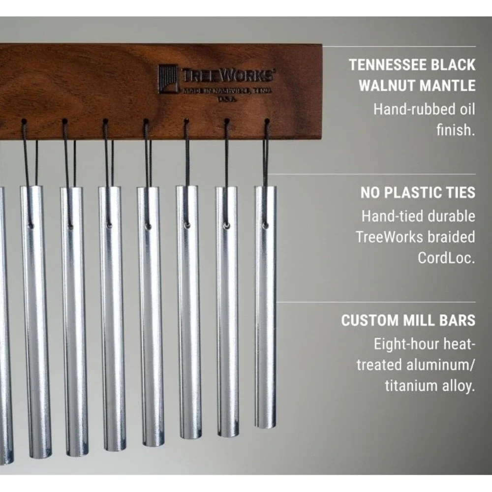 TreeWorks Handcrafted Sgl Row 35 Bar Chimes Percussion Instrument, Bar Mount NIB